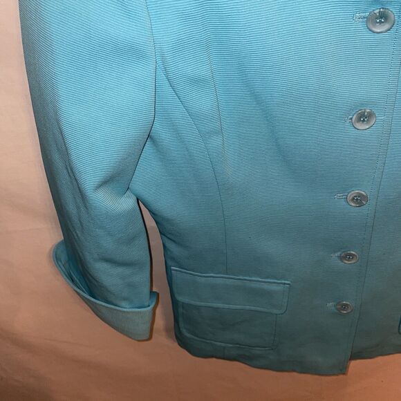 Andre Oliver Fashion Jacket Women’s Size 4 Blue Button Up Pockets - Picture 6 of 12